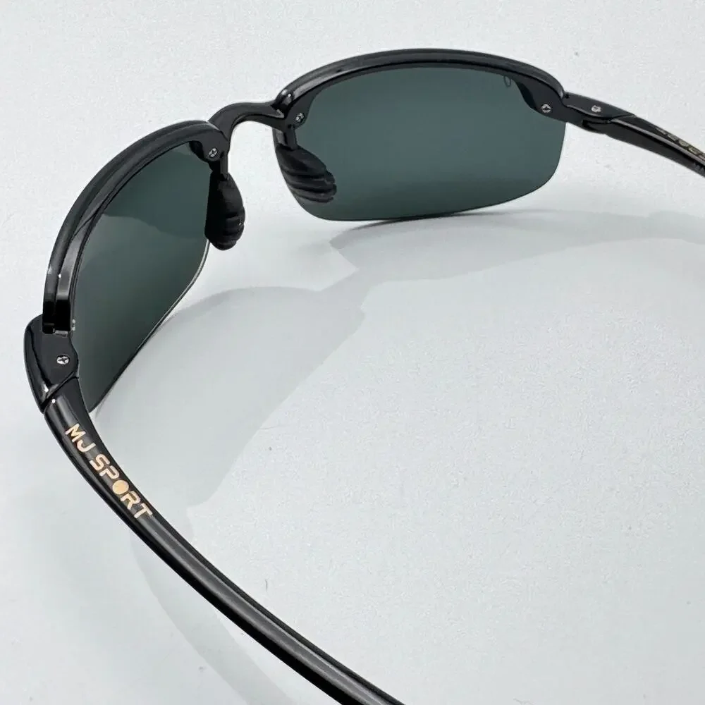 Maui Jim Sunglasses Ho'okipa MP MJ0407 001 Black Wrap Frame Gray Polarized Lens